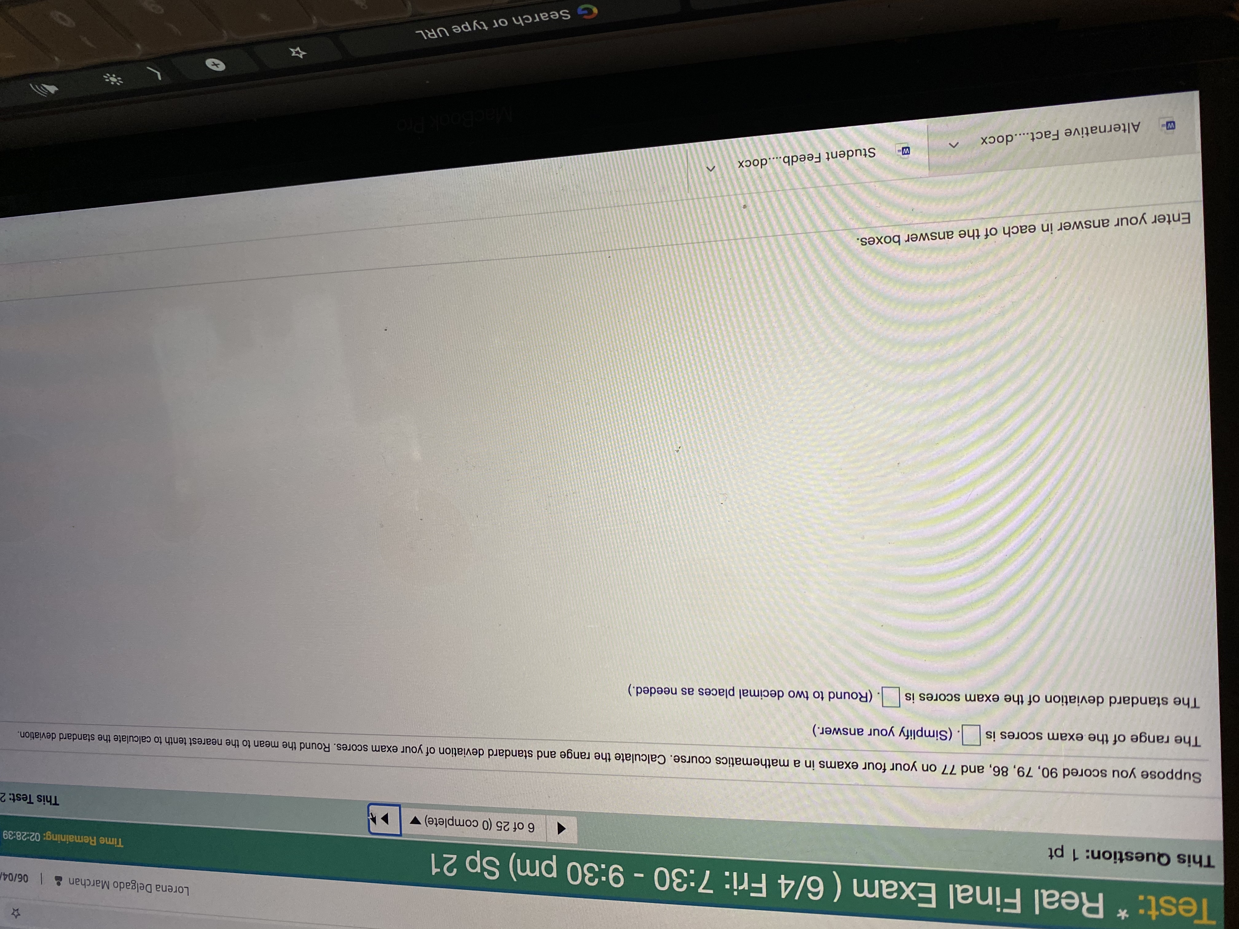 Help please answer Lorena Delgado Marchan & | 06/04 Test: * Real