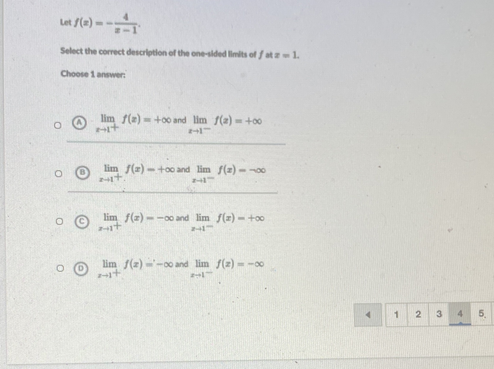 Let / (=) - - Select the correct description of the