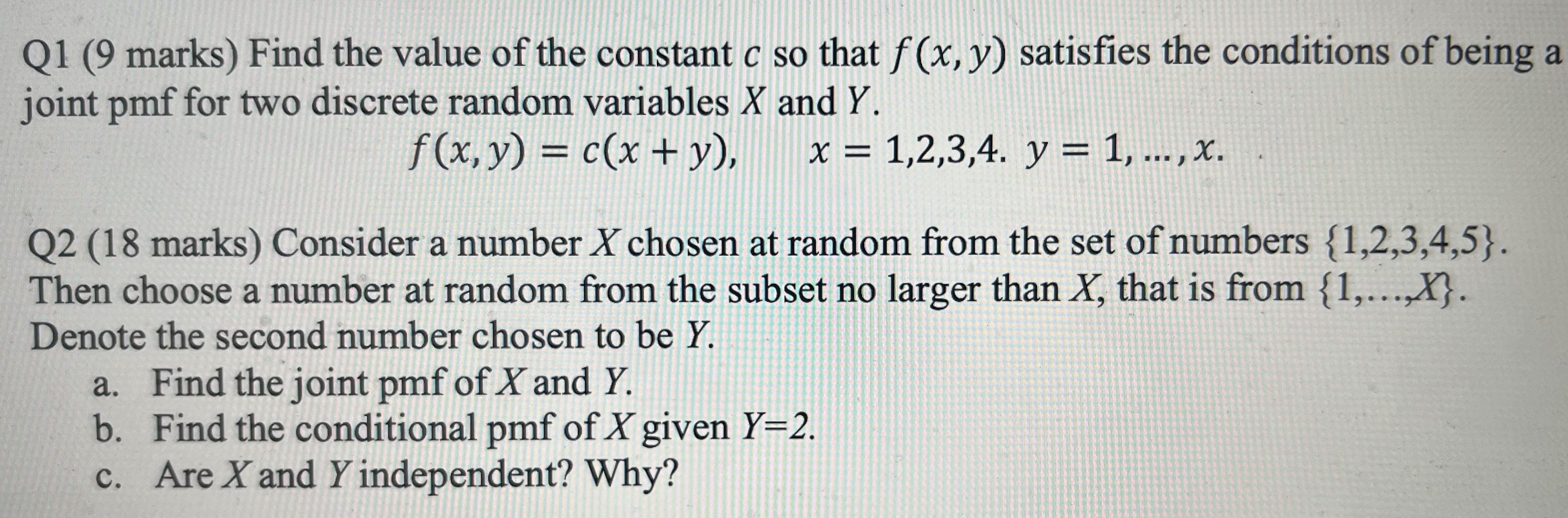 Answer with full steps please Q1 (9 marks) Find the value of
