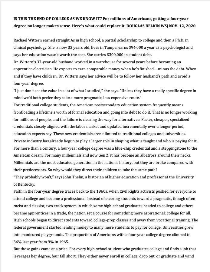 ead the article and answer the following questions: Article Link:"IS THIS THE