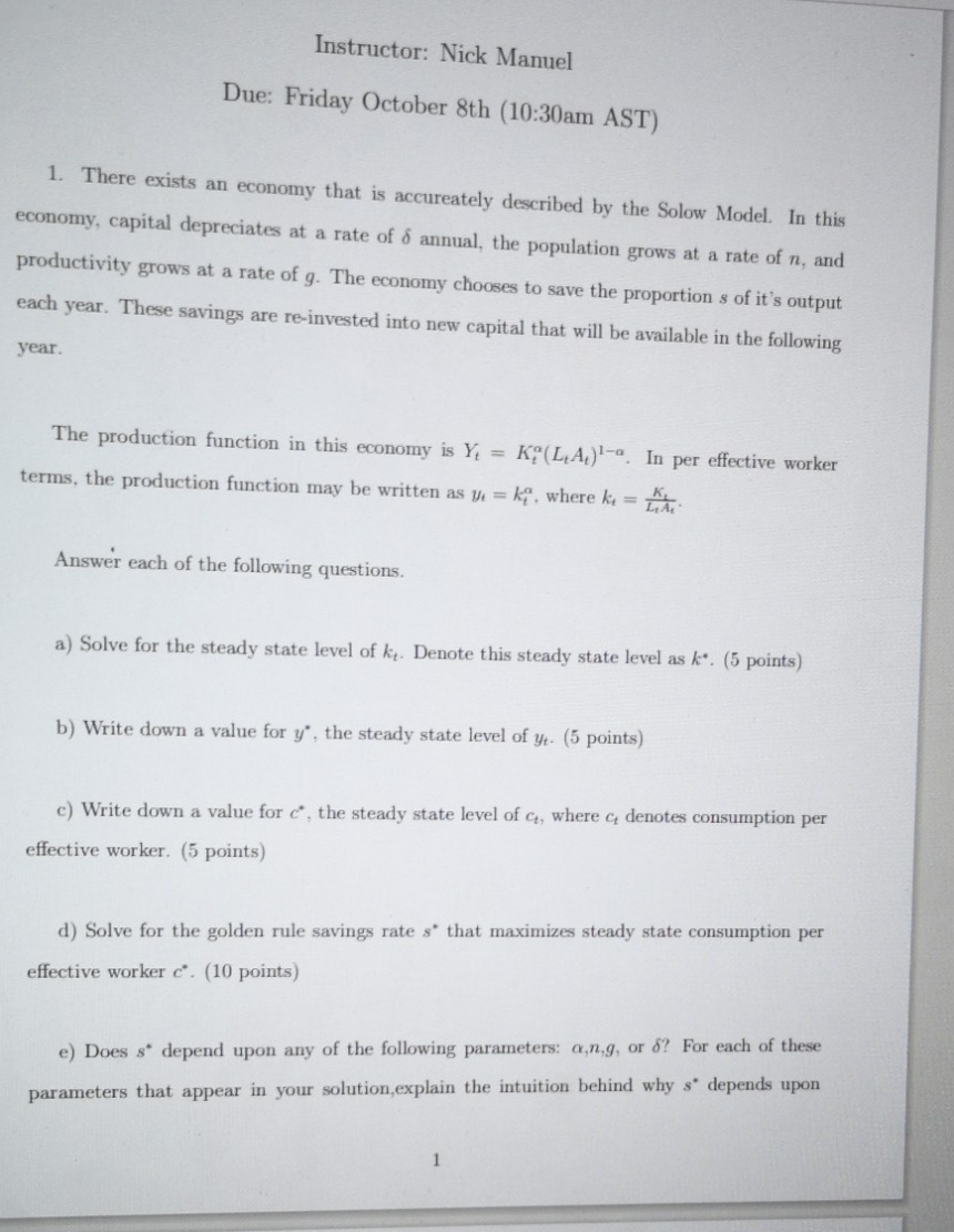 please help with steps Instructor: Nick Manuel Due: Friday October 8th (10:30am