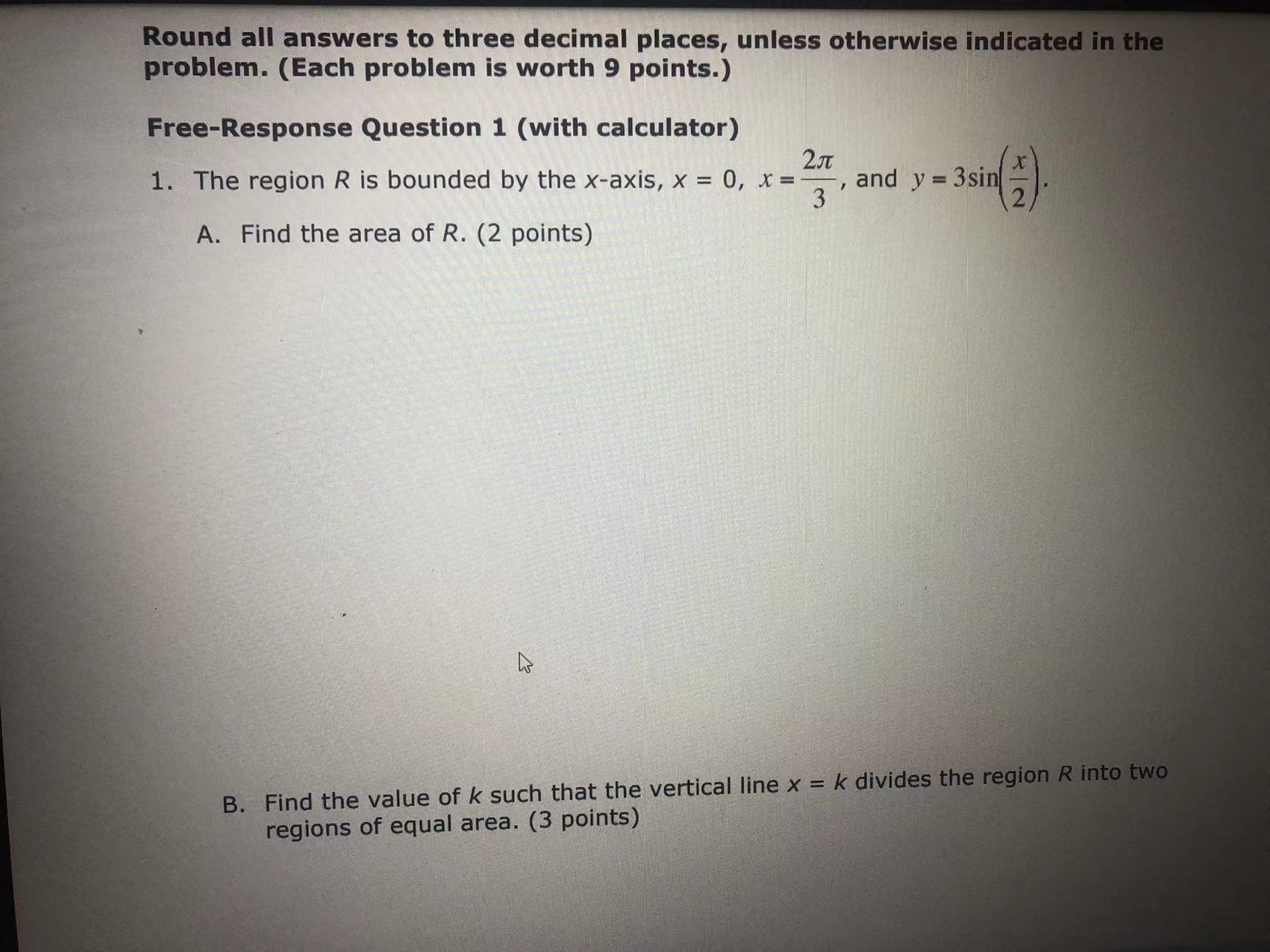 the solid generated when R is revolved about the x-axis. (2 points)