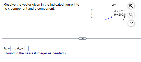 Resolve the vector given in the indicated figure into Ay its