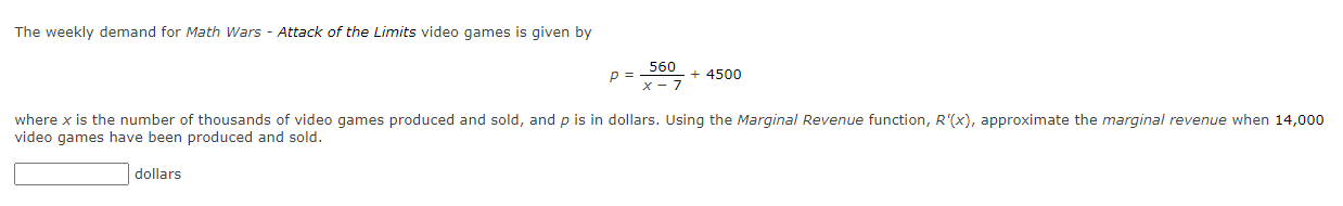 given by 4x + 21, evaluate the marginal profit function at x