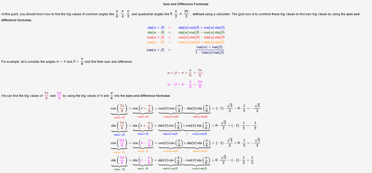  Sum and Difference Formulas At this point, you should know how