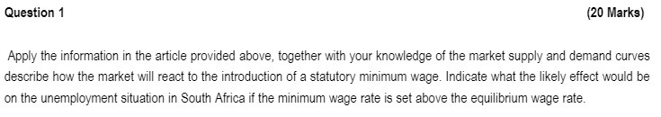  Question 1 (20 Marks) Apply the information in the article provided