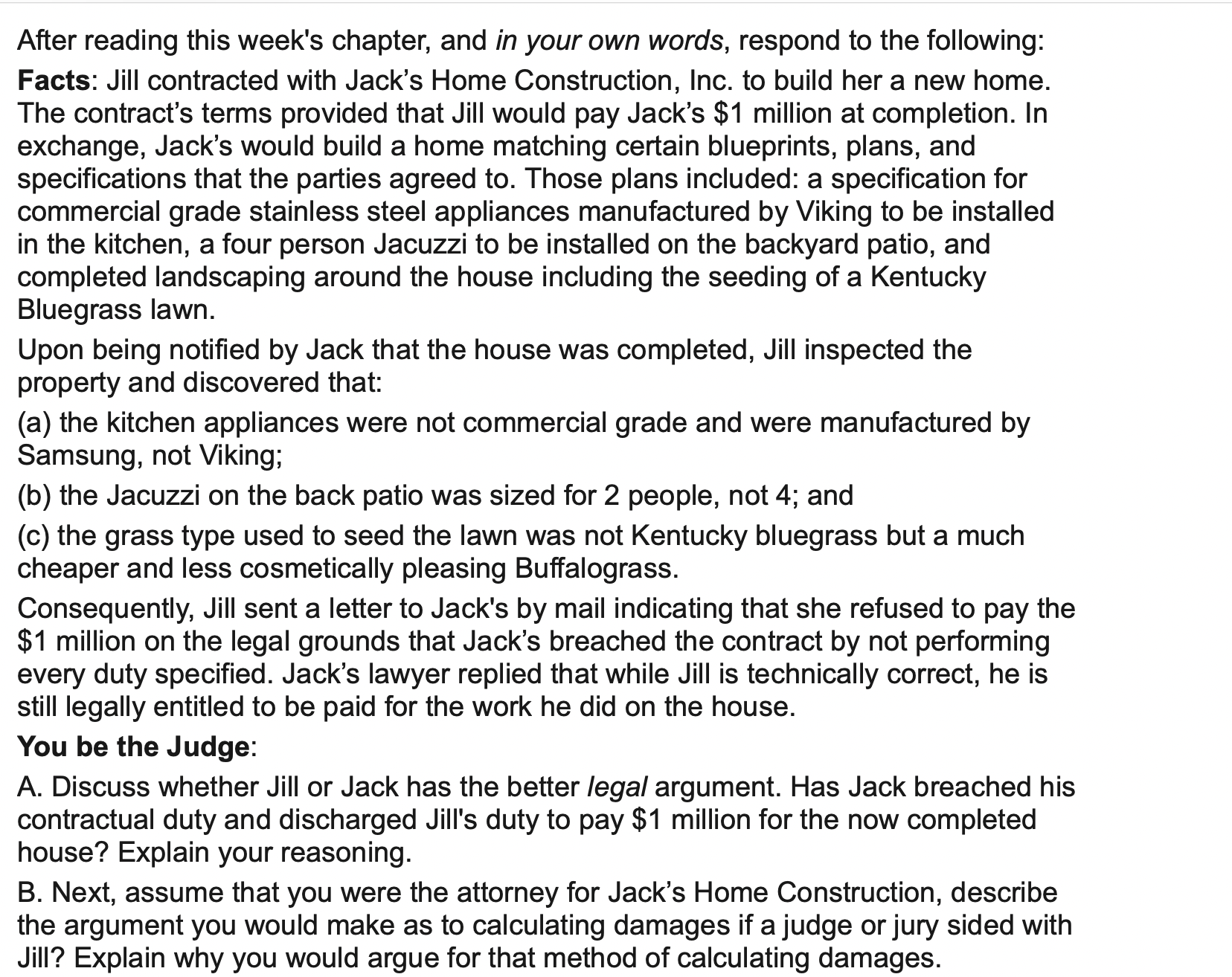 After reading this week's chapter, and in your own words, respond