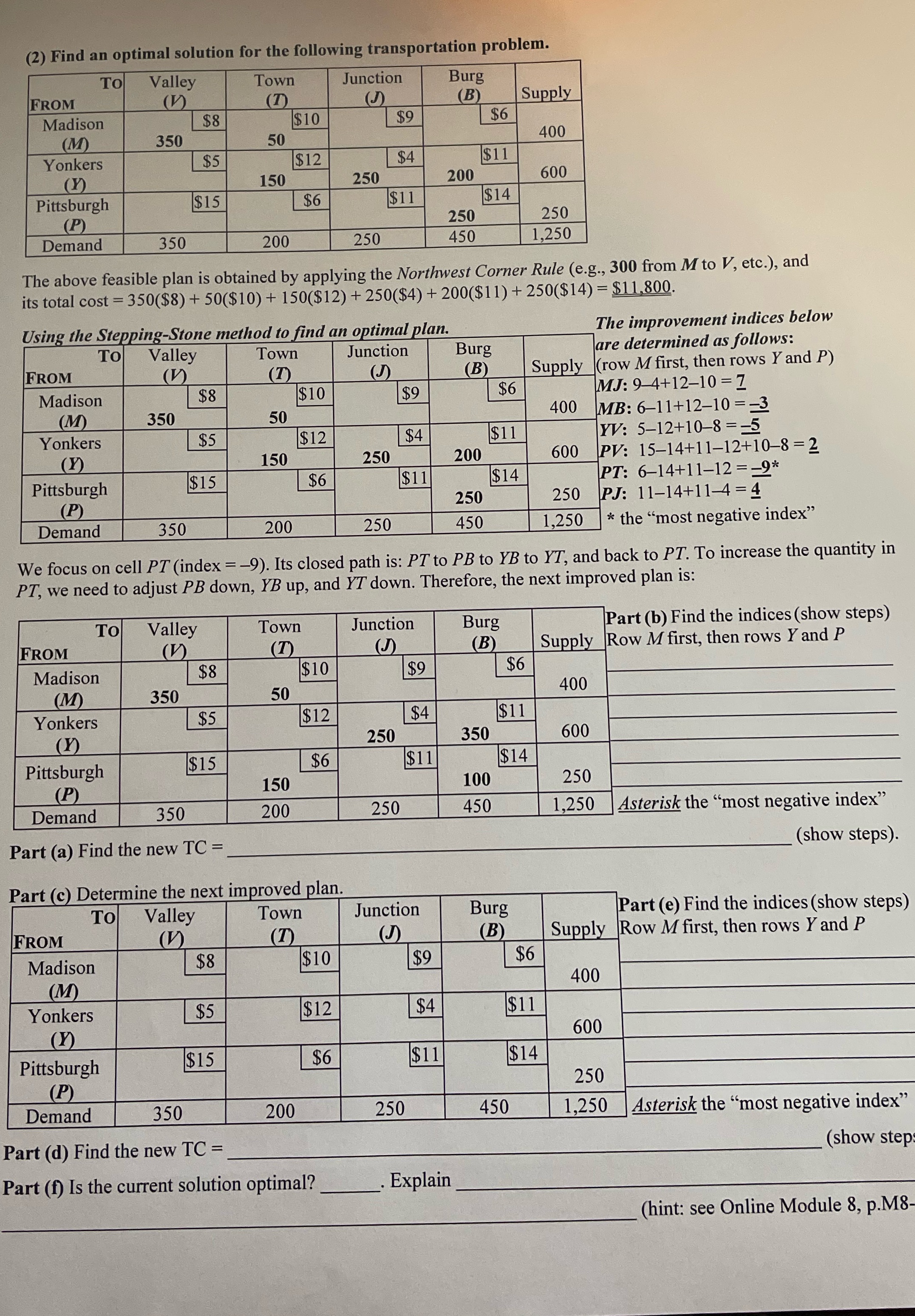 Solve for part b (2) Find an optimal solution for the following
