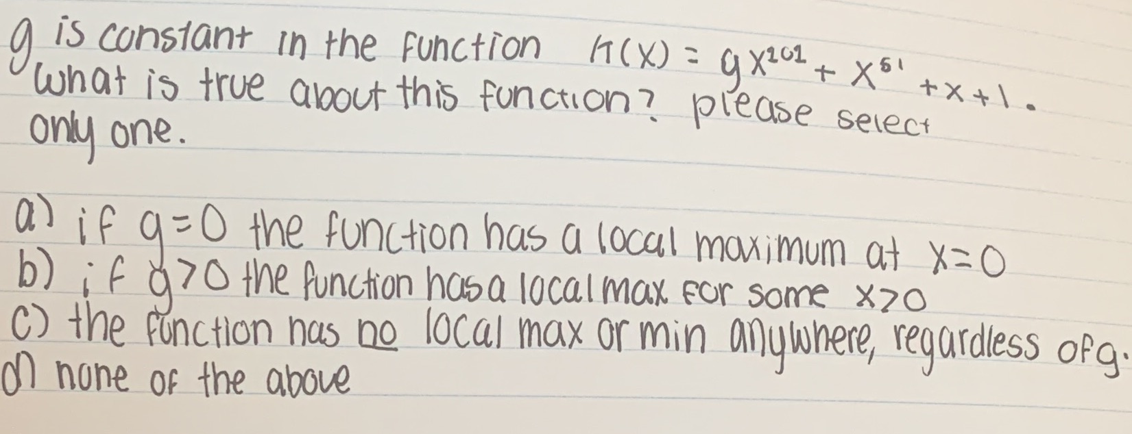  a is constant in the function ((X ) = 9 x201