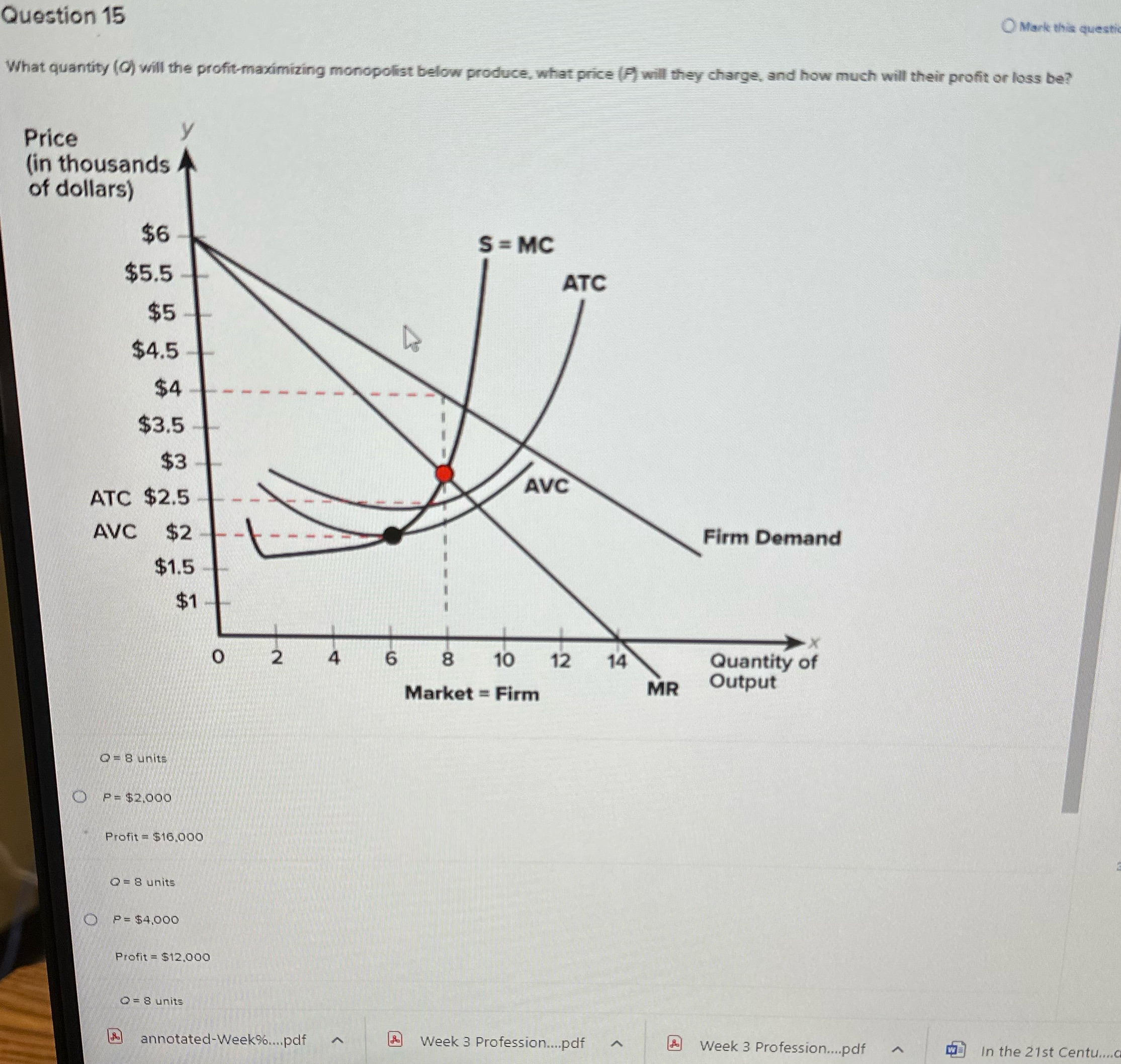 Question 15 O Mark this questi What quantity (@) will the