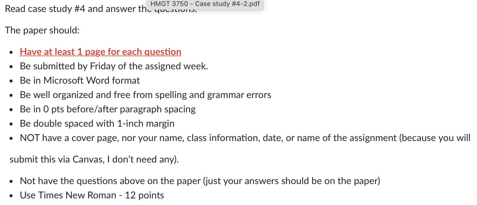 HMGT 3750 - Case study #4-2.pdf Read case study #4 and