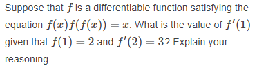 Please explain what is the value f'(1), and please explain every steps