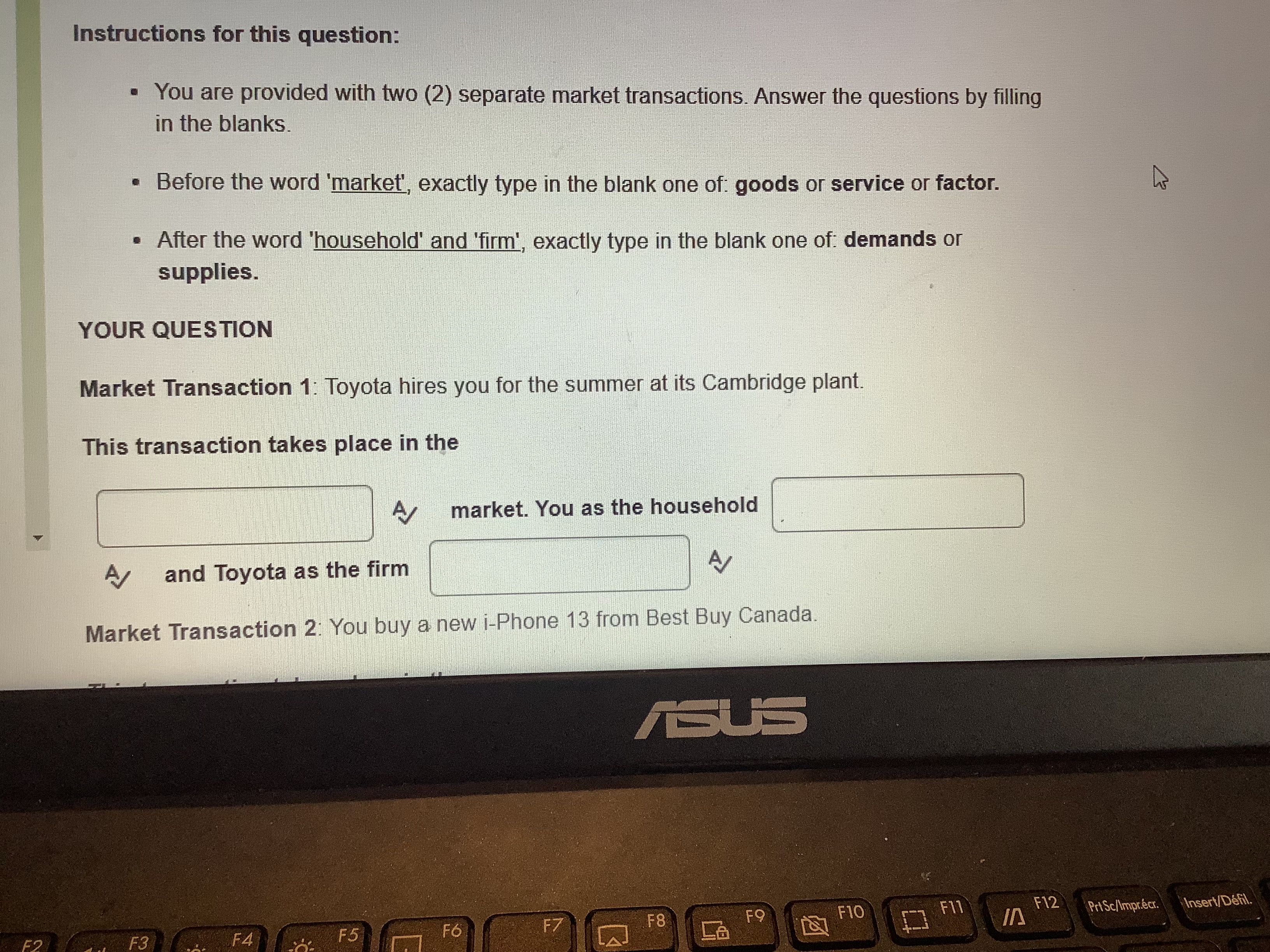 Instructions for this question: . You are provided with two (2)