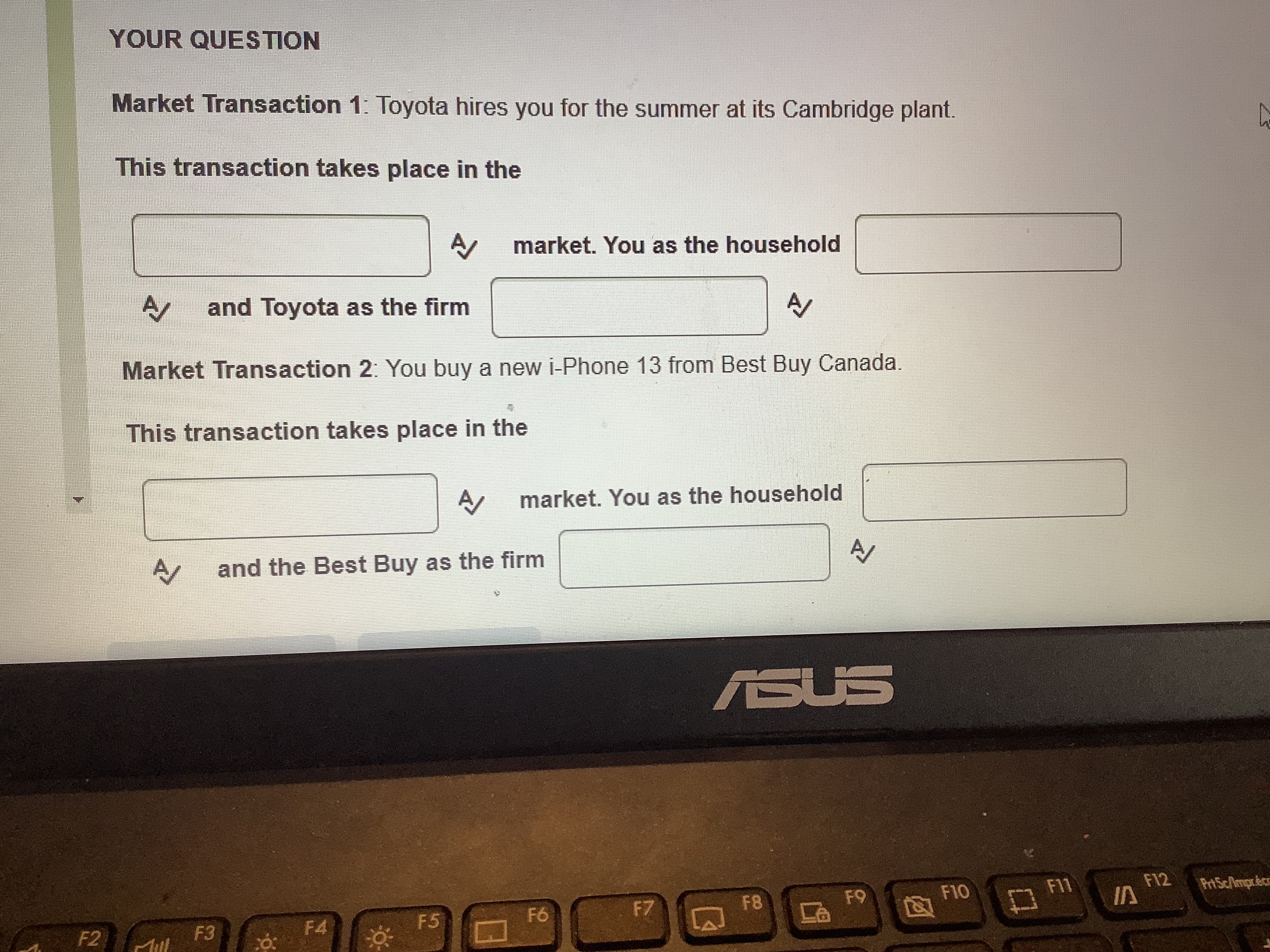 separate market transactions. Answer the questions by filling in the blanks. .
