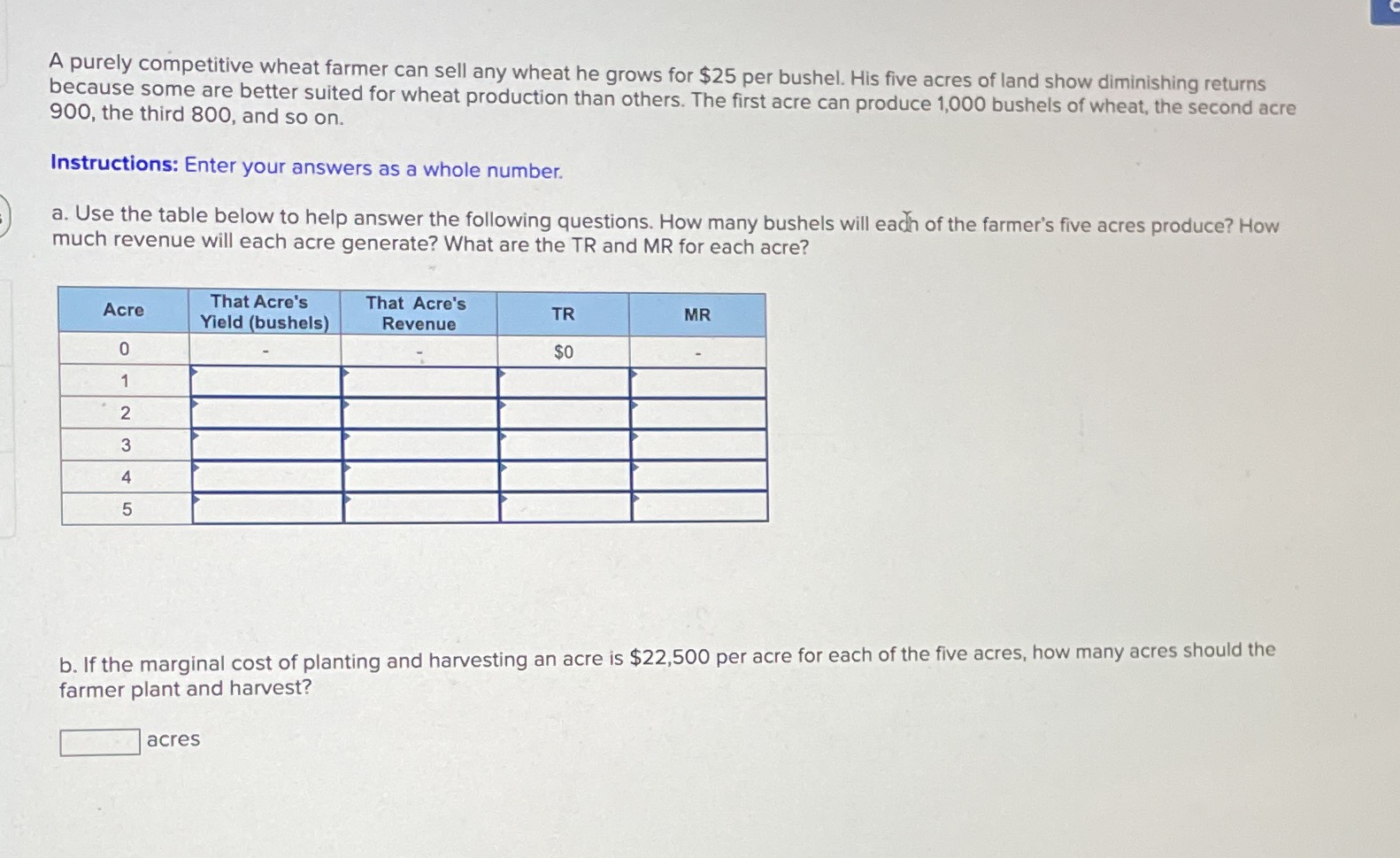 Part A & B A purely competitive wheat farmer can sell any