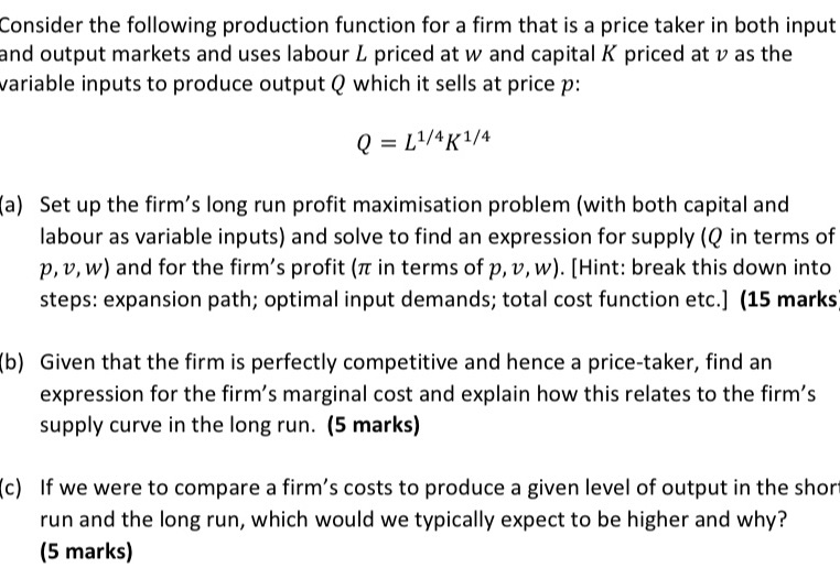 Hi, can you help me with this question? Consider the following production
