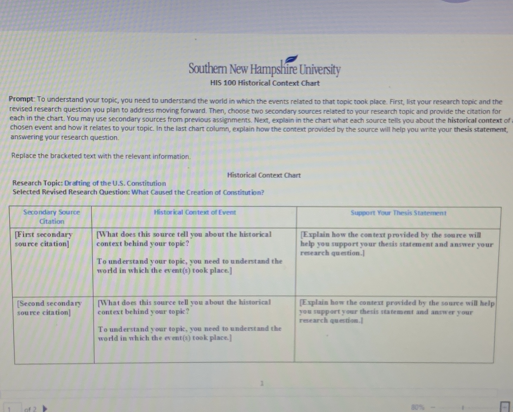 Research Topic : Drafting of the U.S. ConstitutionSelected Revised Research Question: