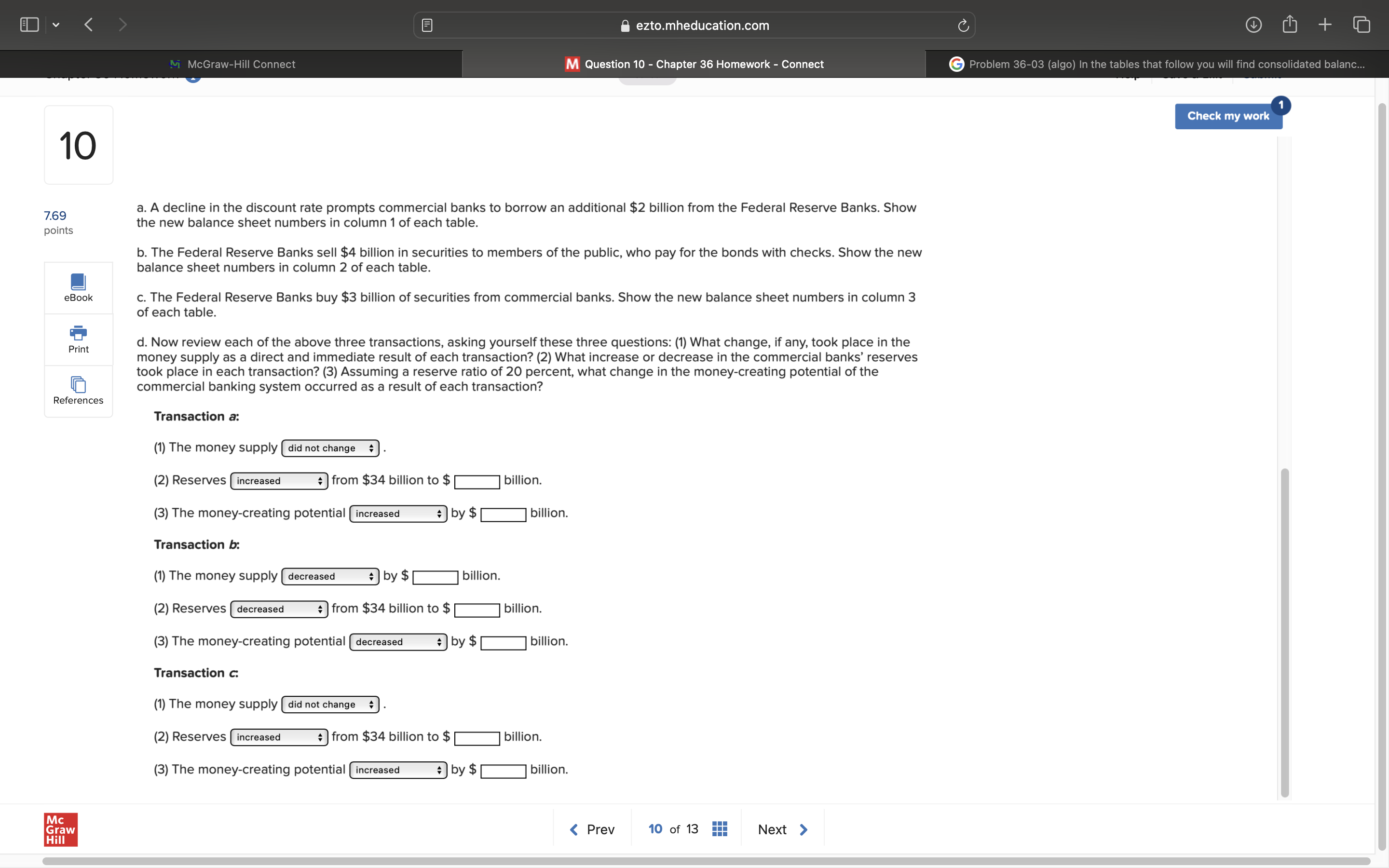 - Connect 10 Problem 36-03 (algo) In the tables that follow you