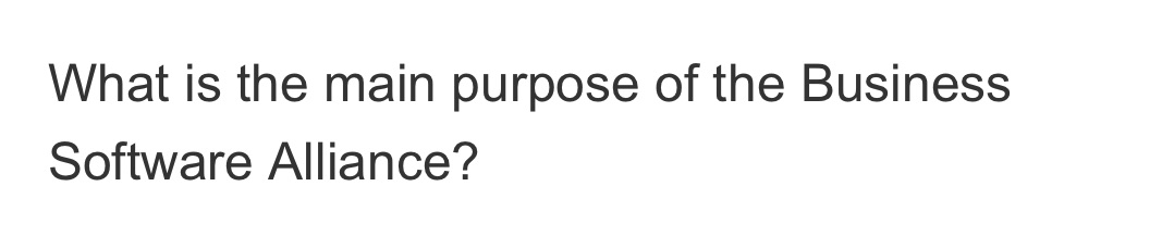 What is the main purpose of the Business Software Alliance?