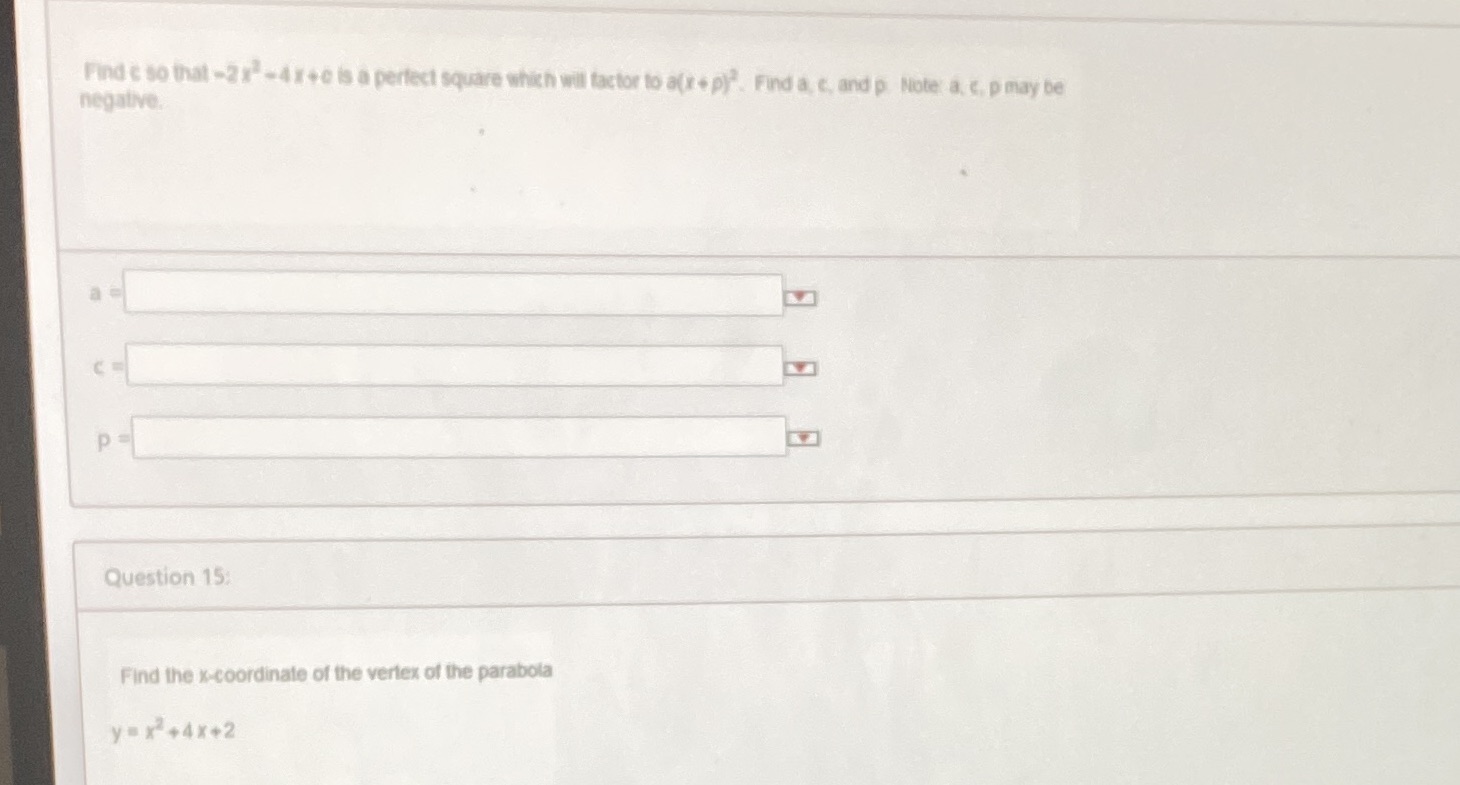 Find c so that -2x- -4x negative. ware which will factor