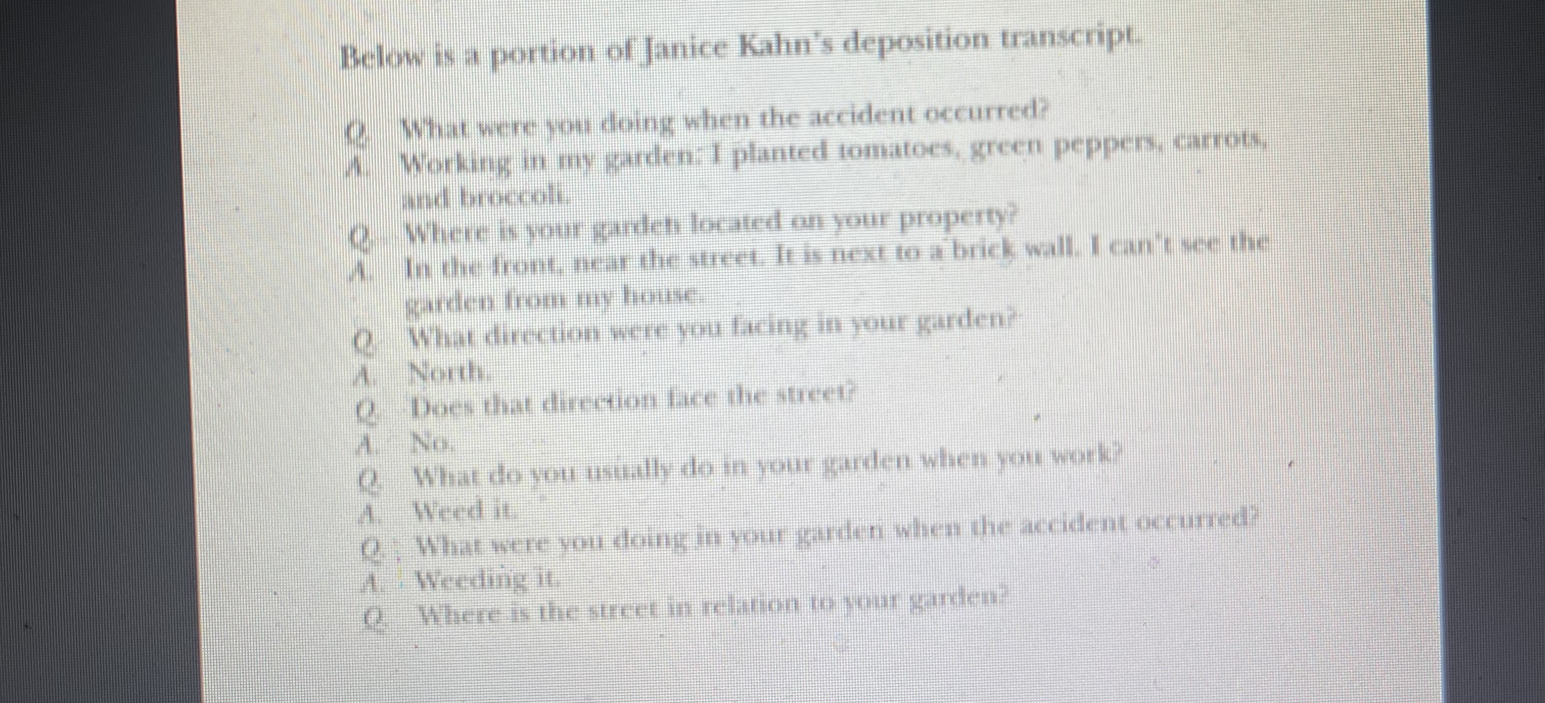 Draft a facts statement for our client, Ronnie Randall. Janice Kahn, the