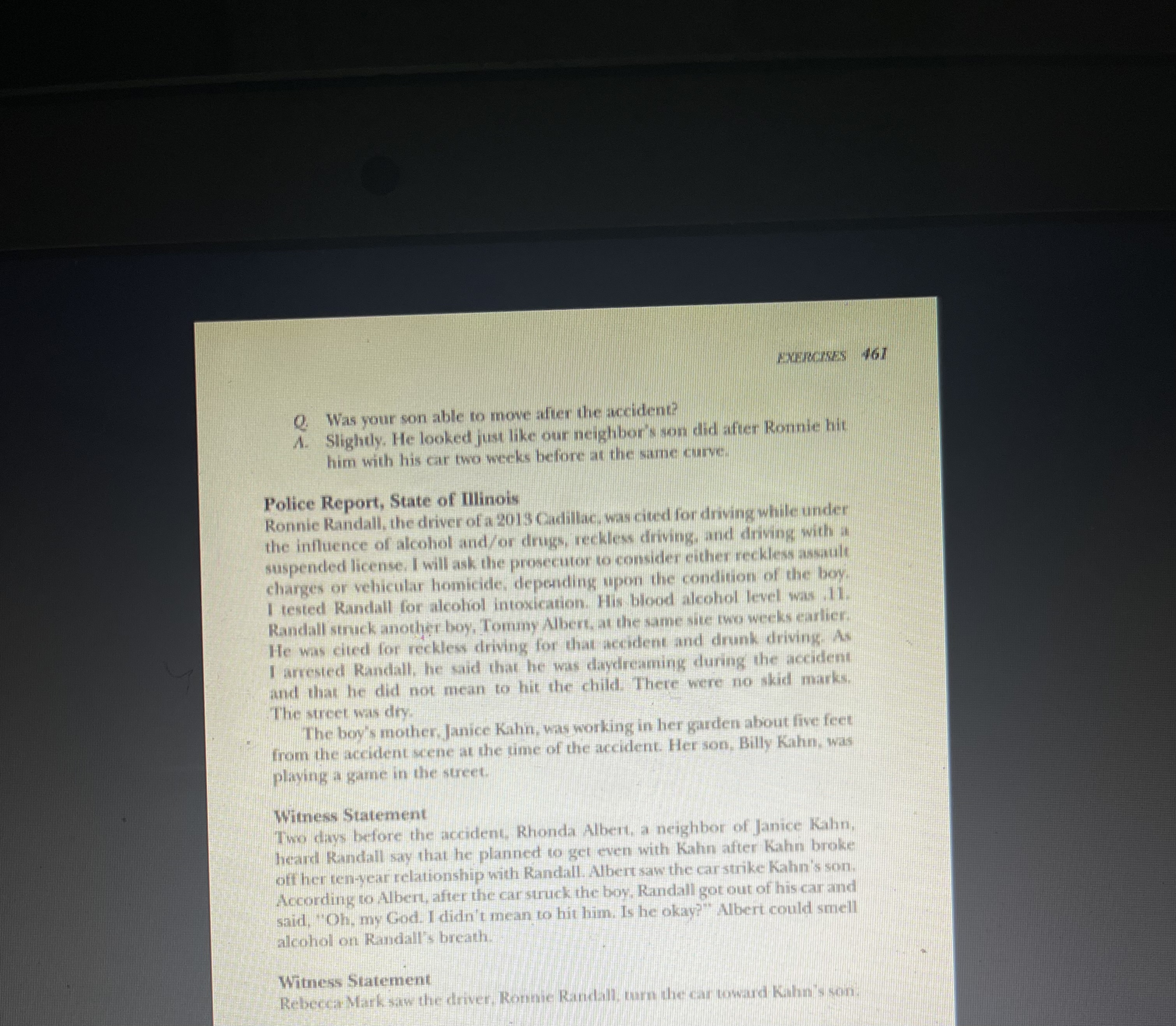 You should prepare your facts statement based on this excerpt from a