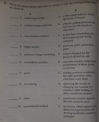 and implement ting the conception, pricing, promotion, and distribution of products or