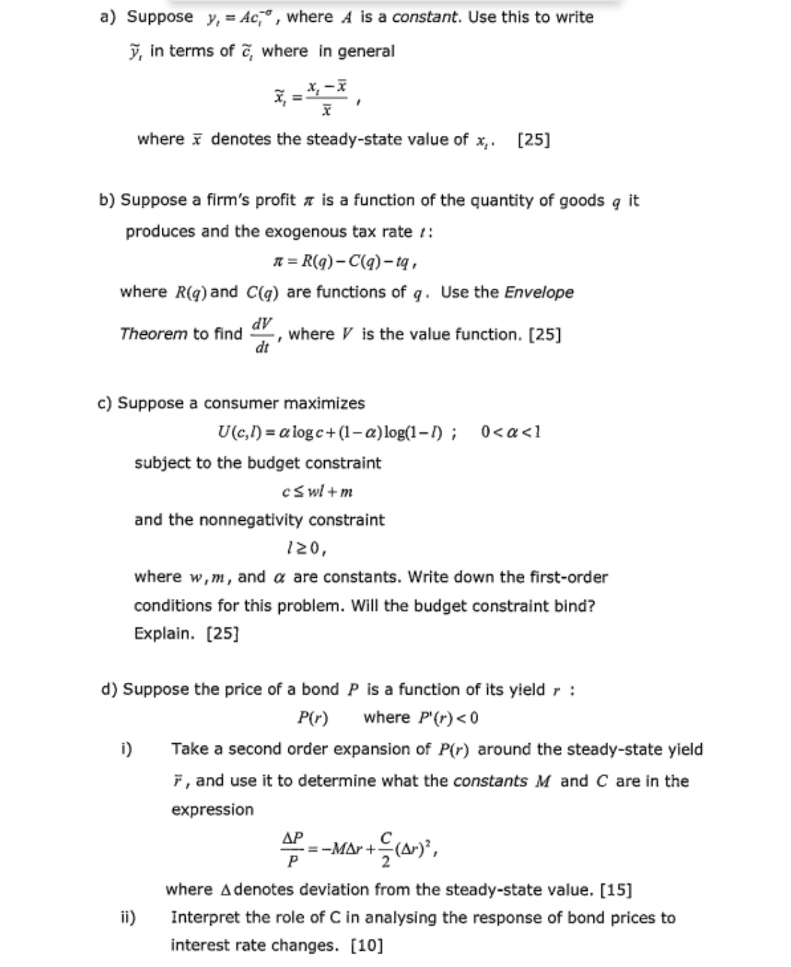 a) Suppose y, a Acf', where A is a constant. Use