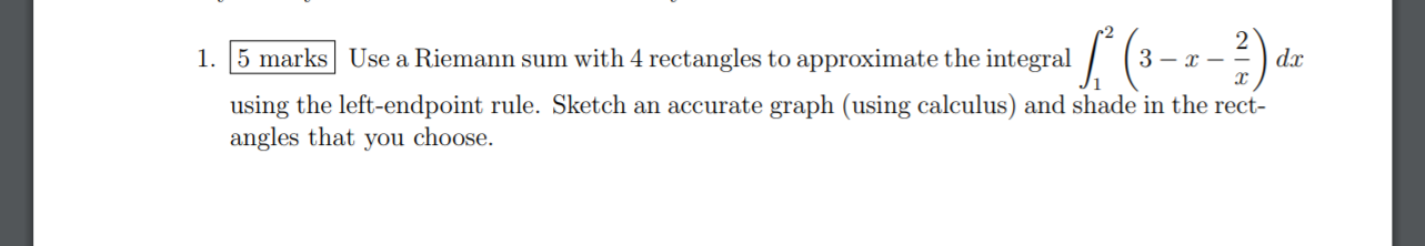 2 2 1. Use a Riemann sum with 4 rectangles to