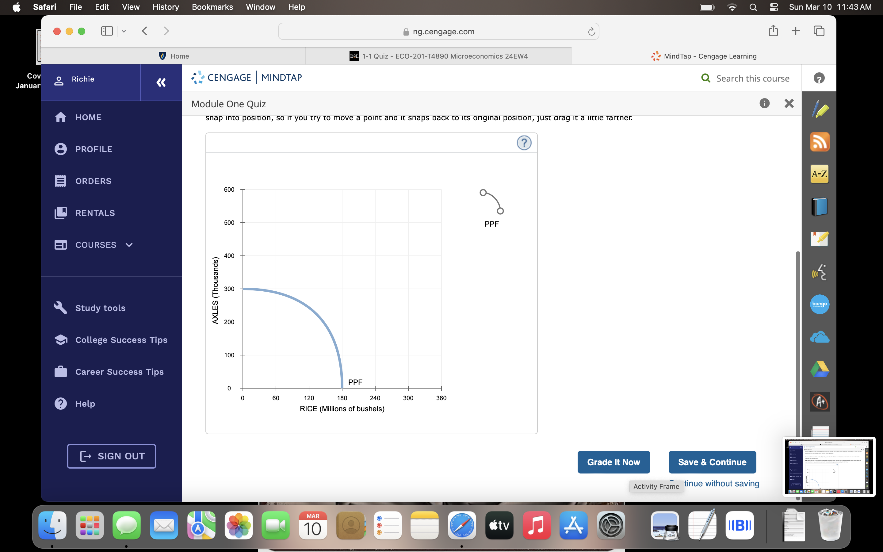10 11:43AM ng.cengage.com B 1-1 Quiz - ECO-201-T4890 Microeconomics 24EW4 2% MindTap