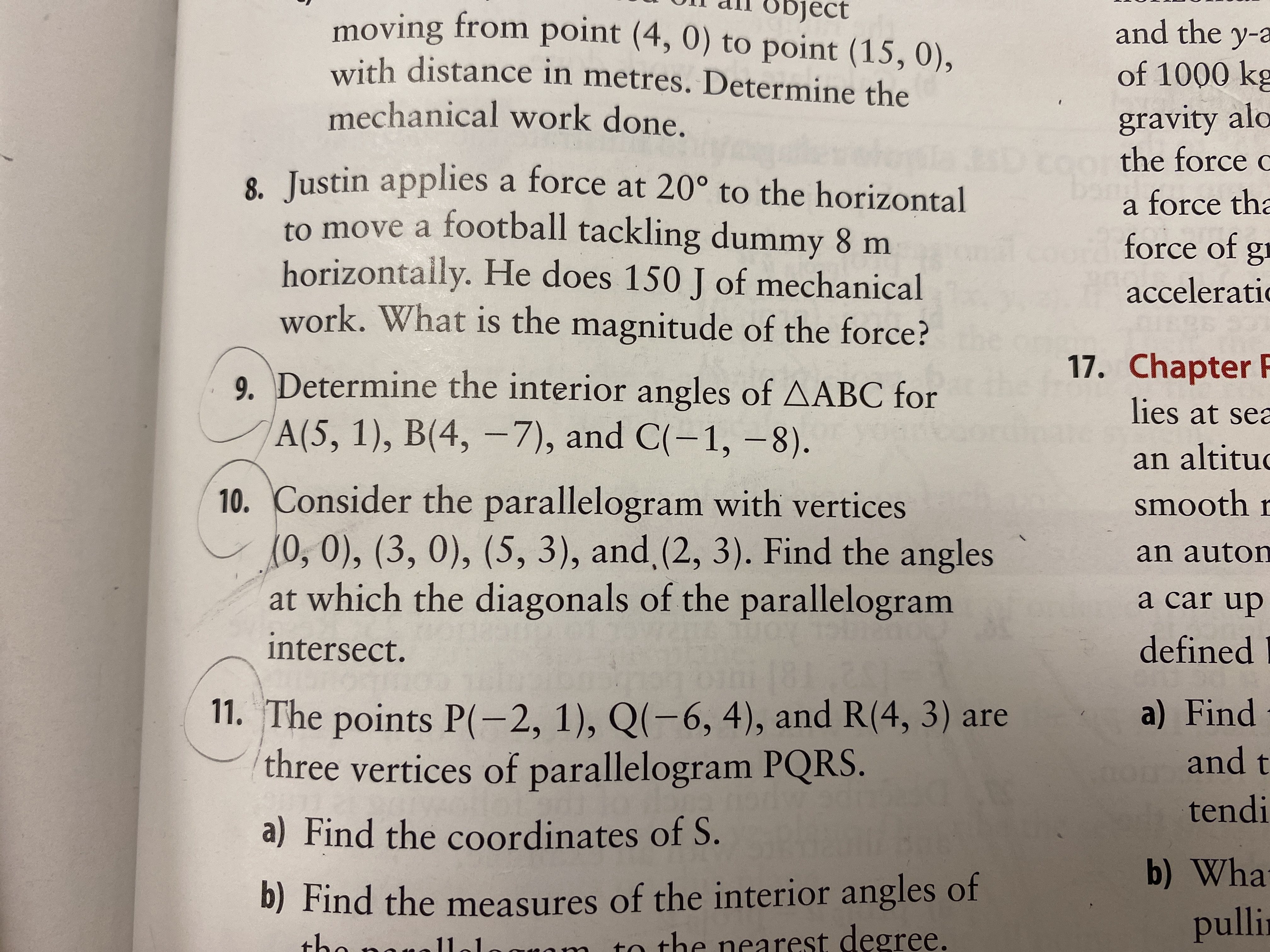 object moving from point (4, 0) to point (15, 0), and