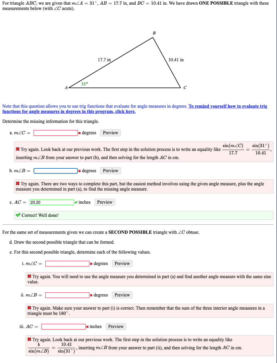  For triangle ABC, we are given that 5114;! = 31 9,