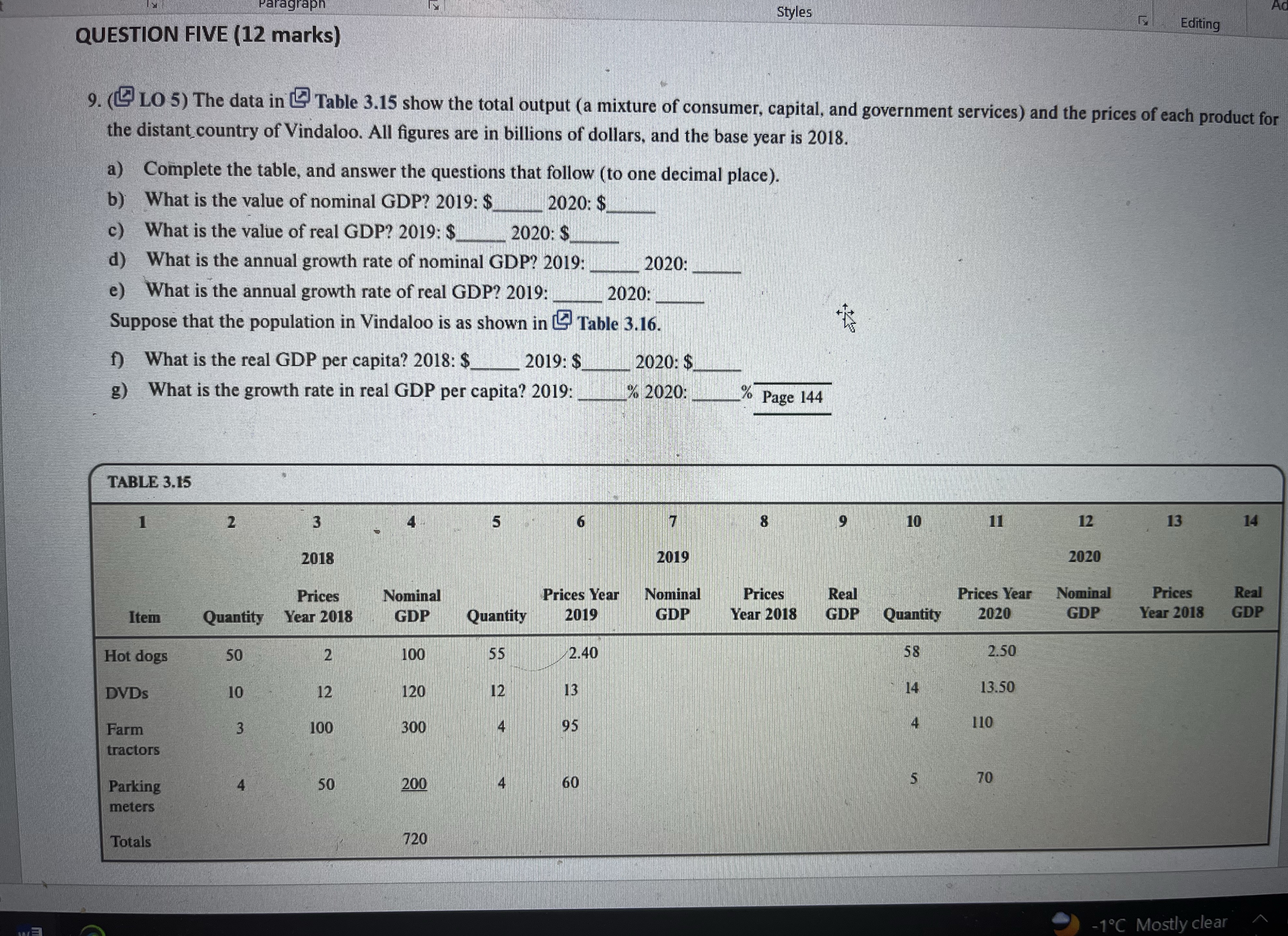  Styles Editing QUESTION FIVE (12 marks) 9. ( LO 5) The