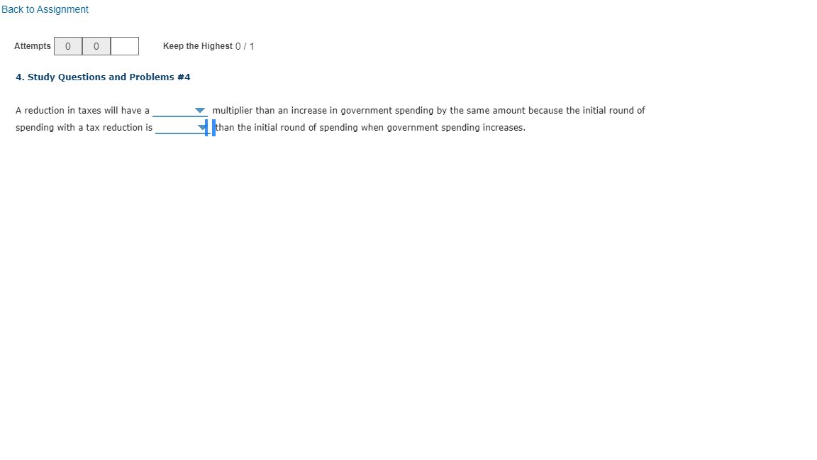 3 problems. Problem 1 has two drop downs, both need to be