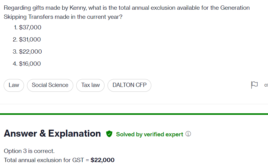 Please can you verify the answer to this question in the Kenny