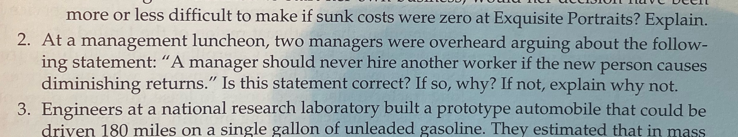 Number 2 more or less difficult to make if sunk costs were