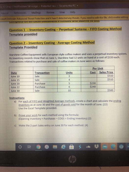 Or 12 Chap Stud Problem Set Assign Protected View Swed to this