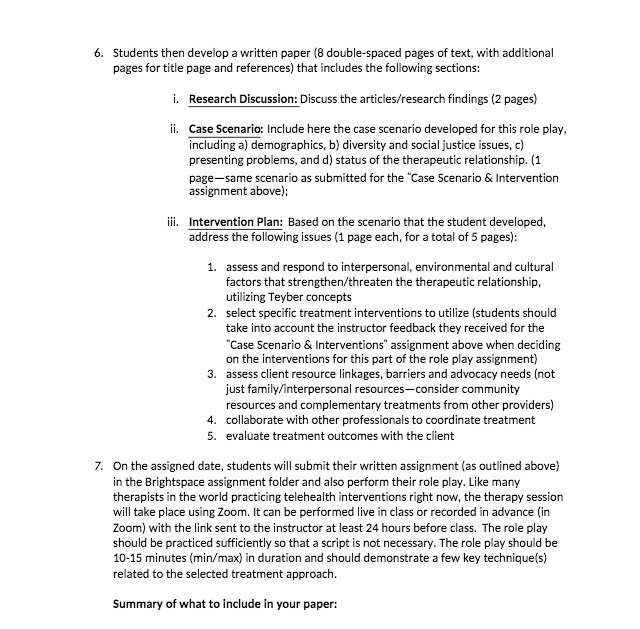  6. Students then develop a written paper (8 double-spaced pages of