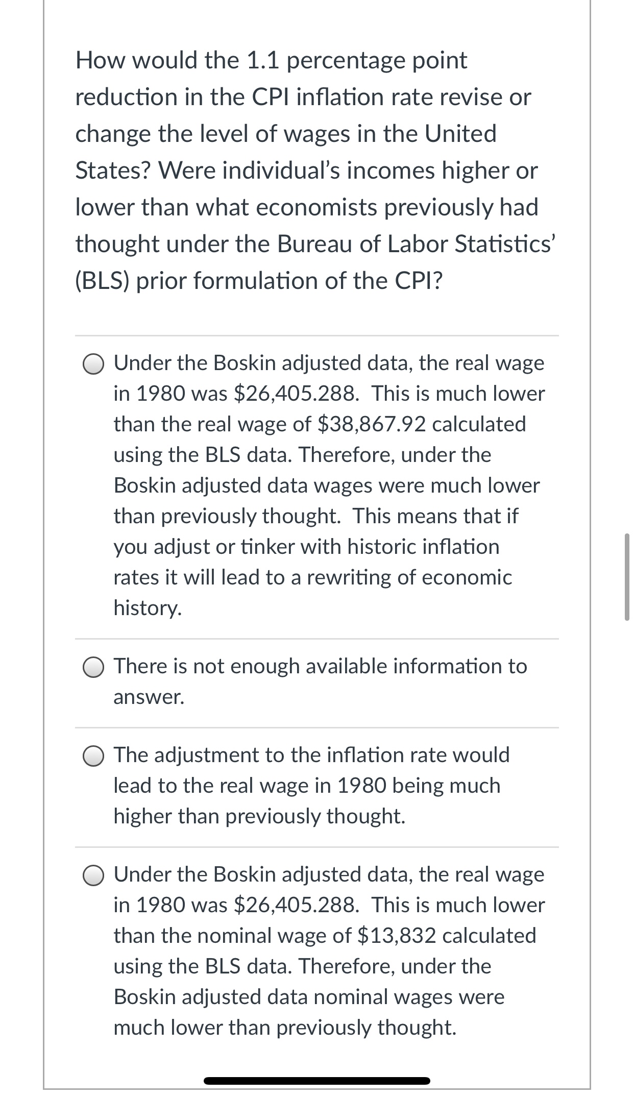 Consumer Price Index (CPI). The Boskin Commission concluded that the CPI overstated