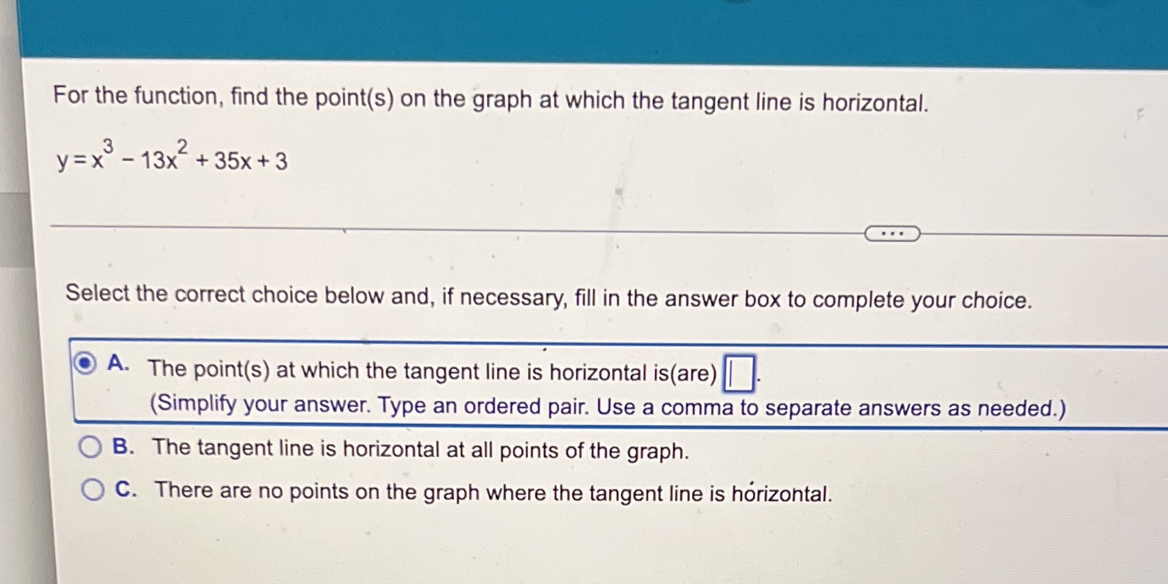 For the function, find the point(s) on the graph at which