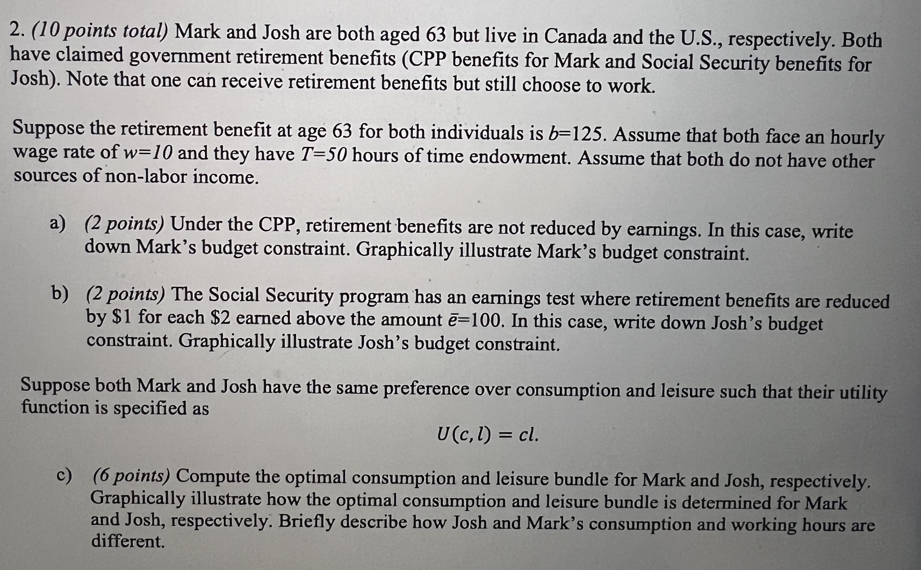 2. (10 points total) Mark and Josh are both aged 63