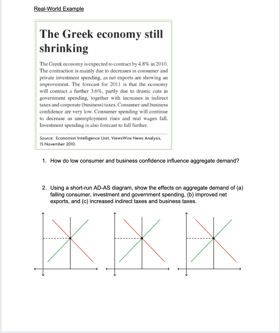 to the (1) equilibrium price level, (2) output, and (3) employment. (a)