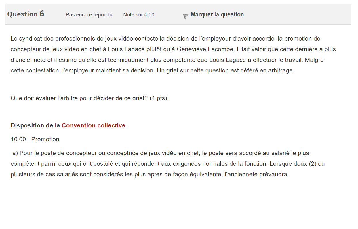Please help me .. Question 6 Pas encore repondu Note sur 4,00