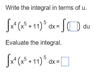 the correct answer below. O A. =X O B. u= (x2 -6)