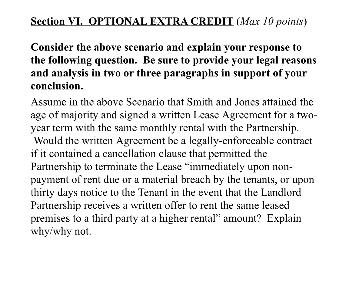 Section VI. OPTIONAL EXTRA CREDIT (Max 10 points) Consider the above