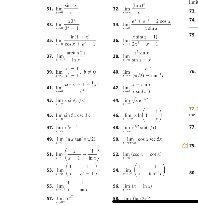 31. lim 33. lim 35. 11m 37. 39. lim 41. 43. 47.