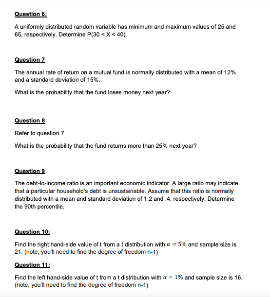Question 6: A uniformly random variable has minimum and maximum values Of