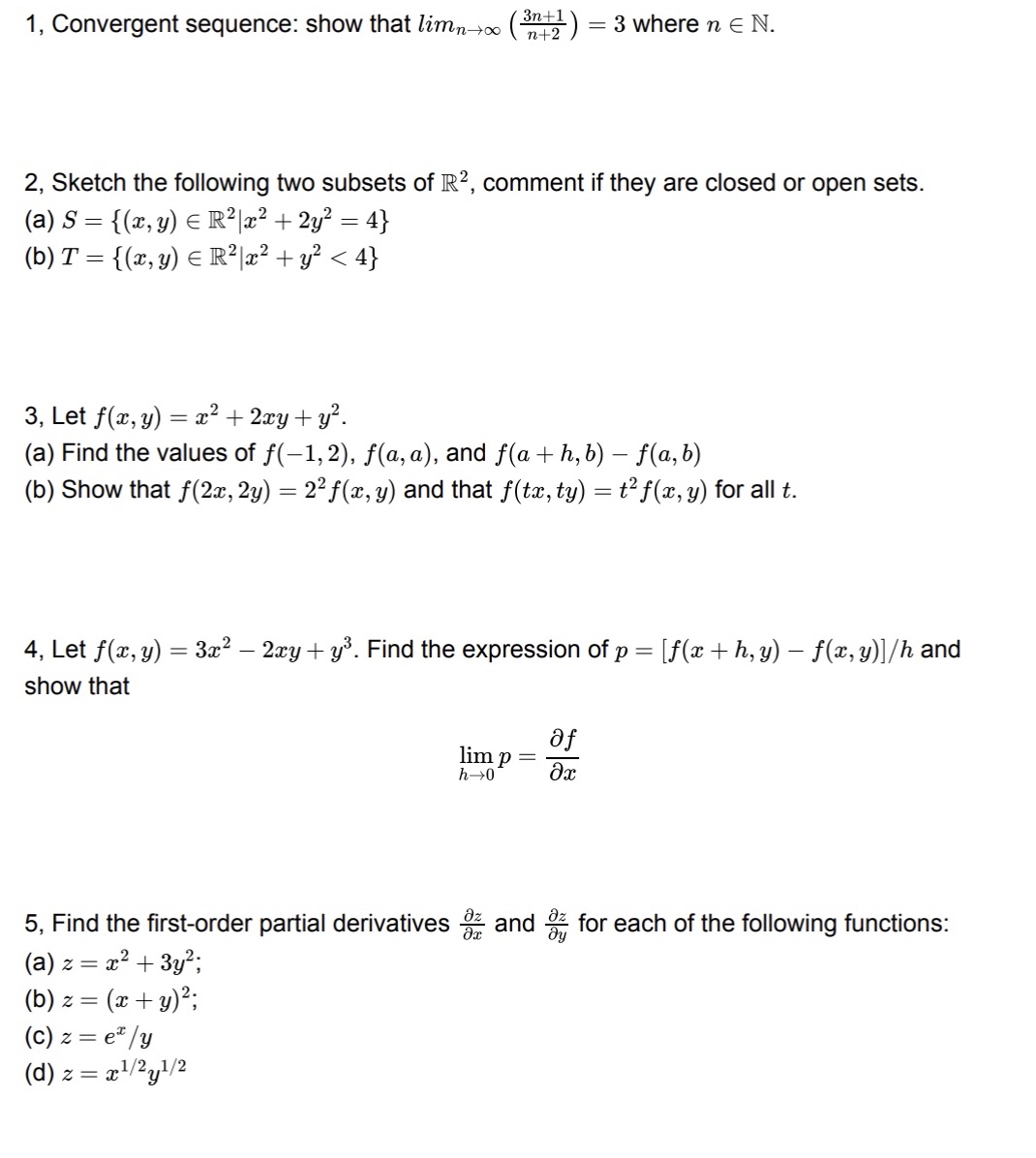 1, Convergent sequence: show that limn too (Entz (7+2 ) =