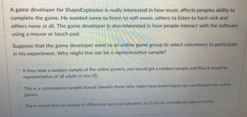 affects peoples ability to complete the game. He wanted some to listen