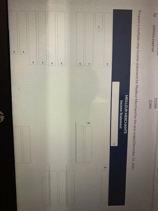 the accounts and balances taken from the adjusted trial balance at December
